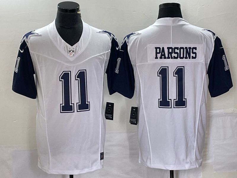 Men Dallas Cowboys 11 Parsons White Nike Vapor Limited 2023 NFL Jersey